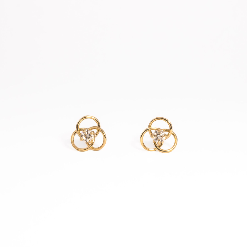 Tri circle Diamond Ear Stud