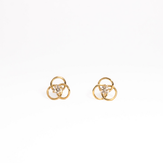 Tri circle Diamond Ear Stud