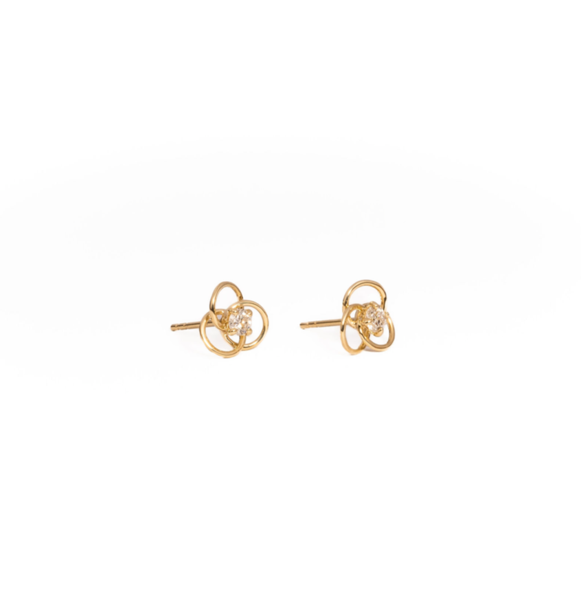 Tri circle Diamond Ear Stud