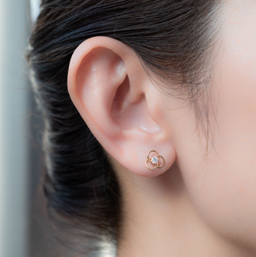 Tri circle Diamond Ear Stud