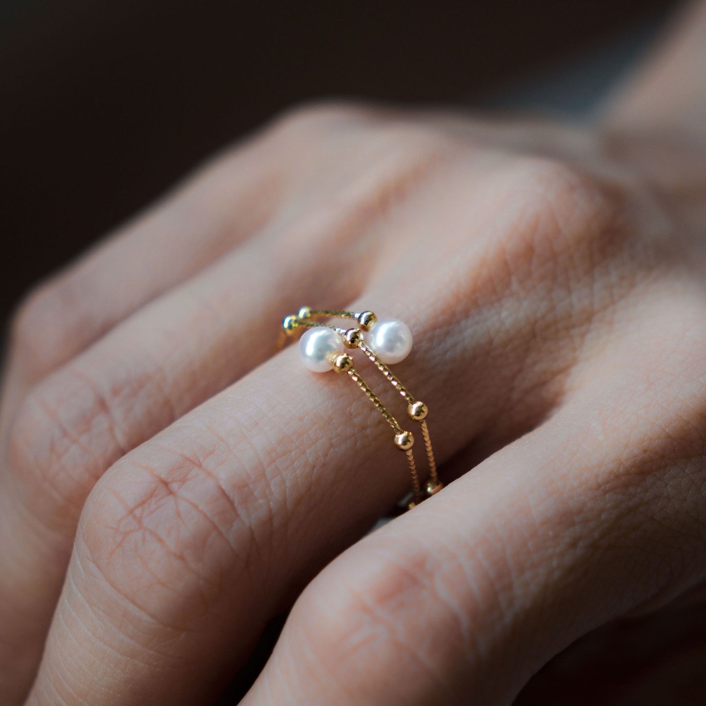 Akoya Pearl Flexi Ring in 18K Gold